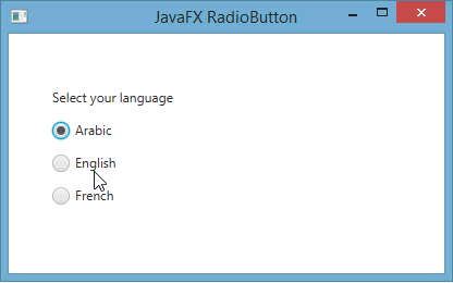 طريقة جعل المستخدم قادر على إختيار RadioButton واحد ضمن مجموعة من الـ RadioButton في javafx