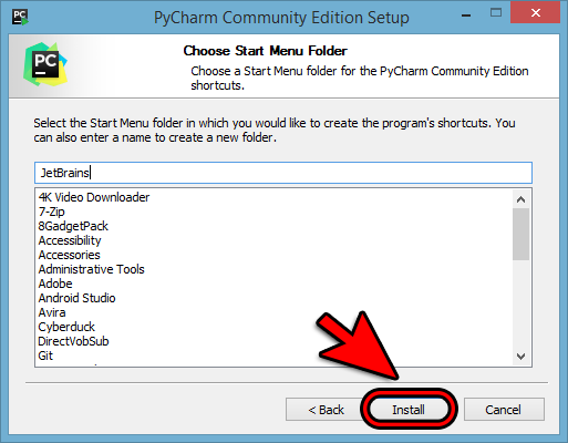 إضافة Pycharm إلى قائمة التشغيل