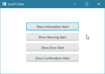 طريقة إظهار Alert عند النقر على Button في JavaFX