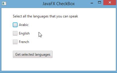 طريقة معرفة الـ CheckBox الذي تم اختياره عند النقر على زر في javafx