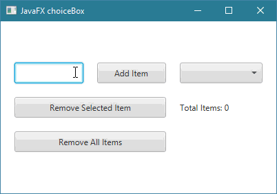 طريقة جعل المستخدم يقوم بإضافة أو حذف عناصر في الـ ChoiceBox و إظهار عدد جميع العناصر الموجودة فيه في javafx
