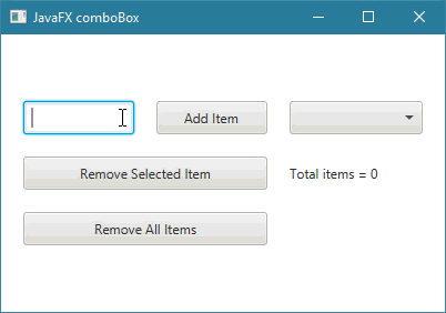طريقة جعل المستخدم يقوم بإضافة أو حذف عناصر في الـ ComboBox و إظهار عدد جميع العناصر الموجودة فيه في javafx