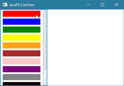 طريقة ListView لإختيار الألوان في javafx