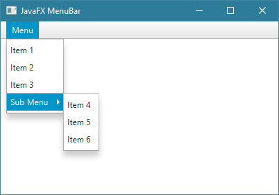 طريقة وضع قائمة Menu بداخل قائمة Menu أخرى في javafx