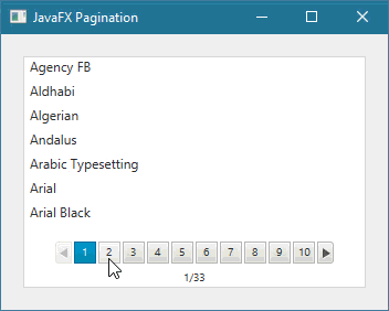 طريقة عرض محتوى VBox بداخل Pagination في javafx