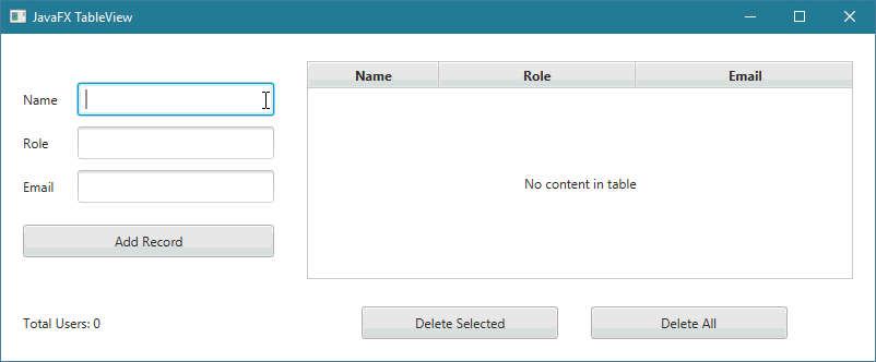 طريقة جعل المستخدم قادر على إضافة و حذف و تعديل بيانات ال TableView في javafx