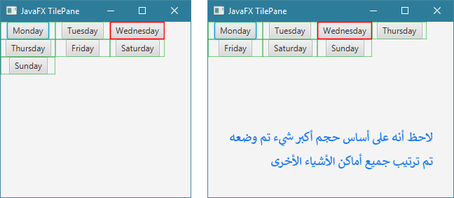 طريقة وضع محتوى الصفحة في TilePane في JavaFX