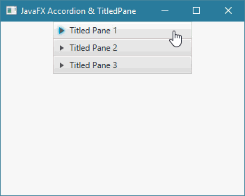 طريقة وضع مجموعة كائنات من الكلاس TitledPane في كائن من الكلاس Accordion في JavaFX