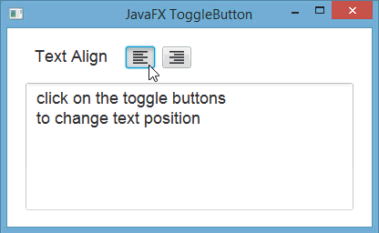 طريقة وضع أيقونة للـ ToggleButton و طريقة جعل ToggleButton واحد قابل للإختيار في وقت واحد في javafx