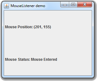 مثال يشرح طريقة تعريف الحدث MouseListener في جافا