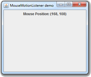 مثال يشرح طريقة تعريف الحدث MouseMotionListener في جافا