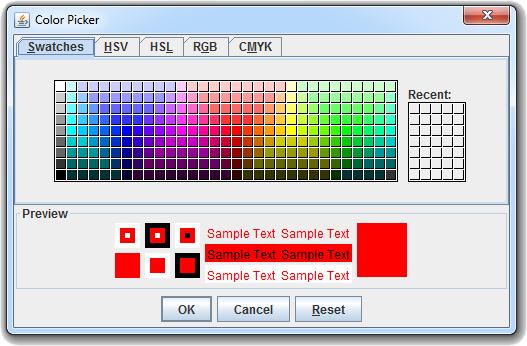 طريقة إظهار حاوية ألوان JColorChooser و معرفة اللون الذي قام المستخدم بإختياره منها في جافا